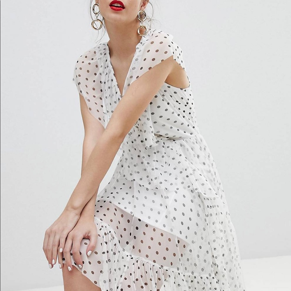 Asos polka dot high low midi dress